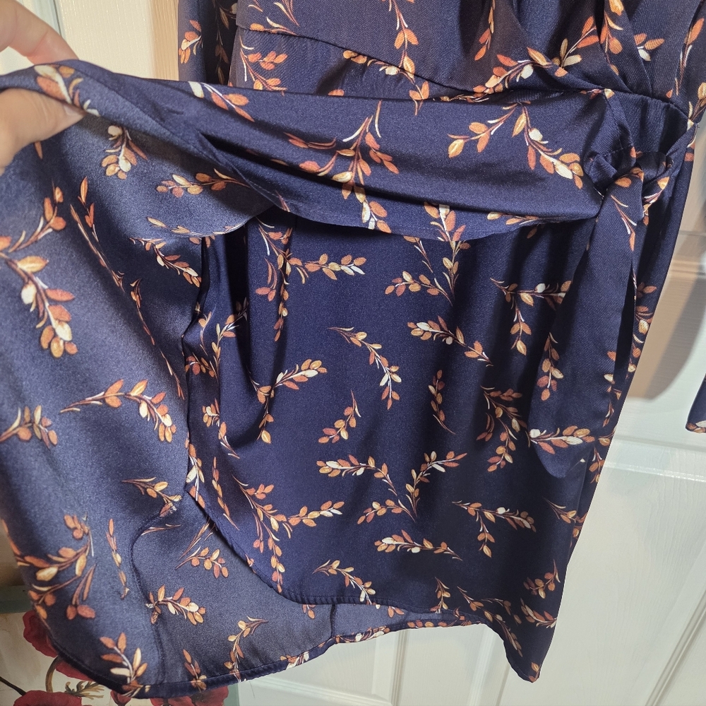 BCX Navy Floral Wrap Dress - Picture 4 of 9